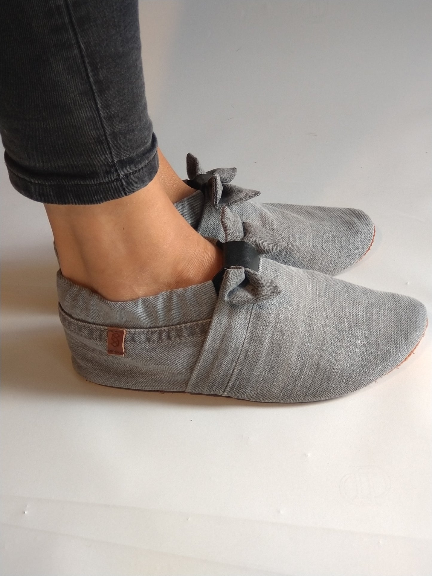 Chaussons femme MOCCA TILDA denim gris upcyclés