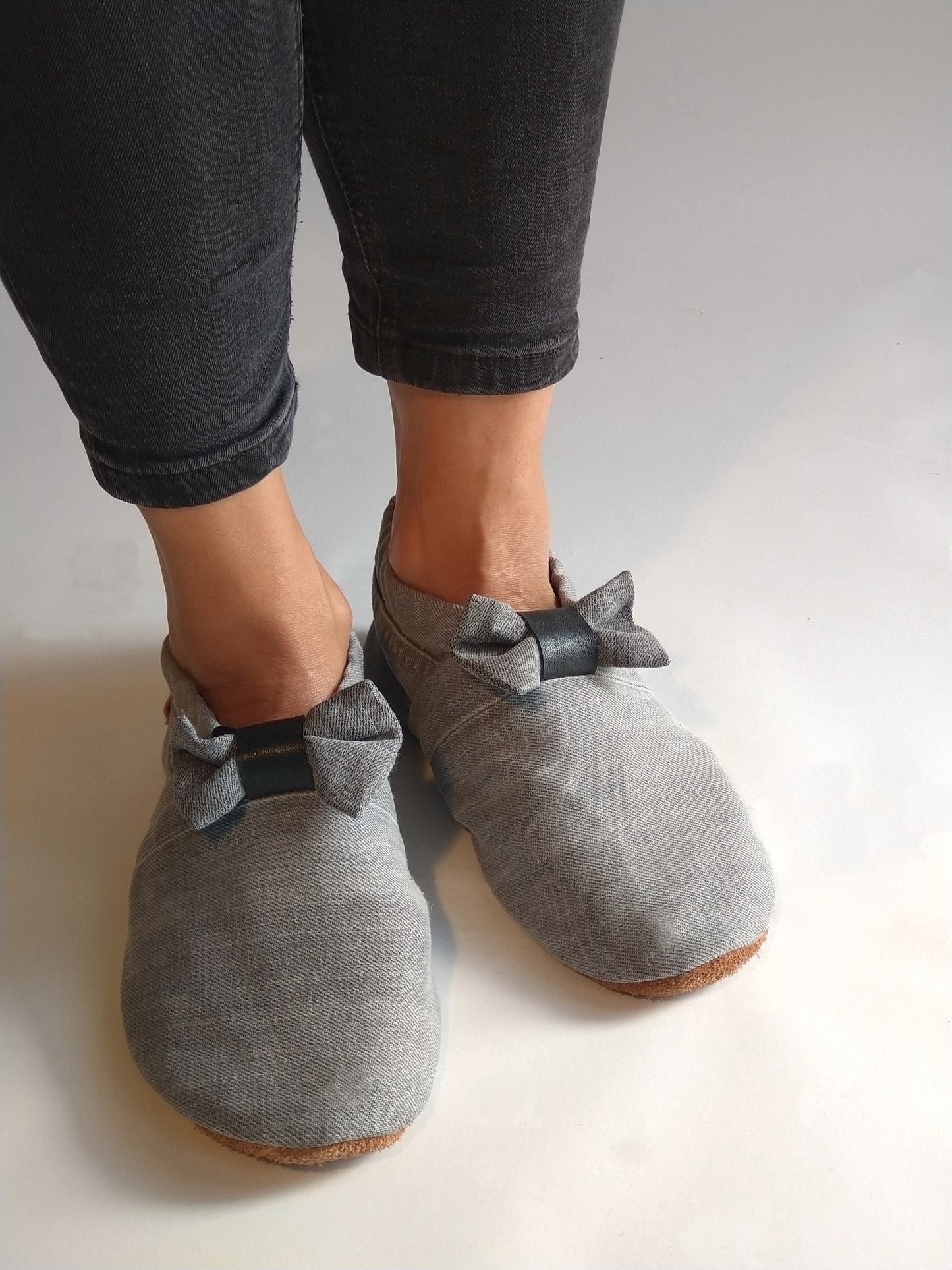 Chaussons femme MOCCA TILDA denim gris upcyclés