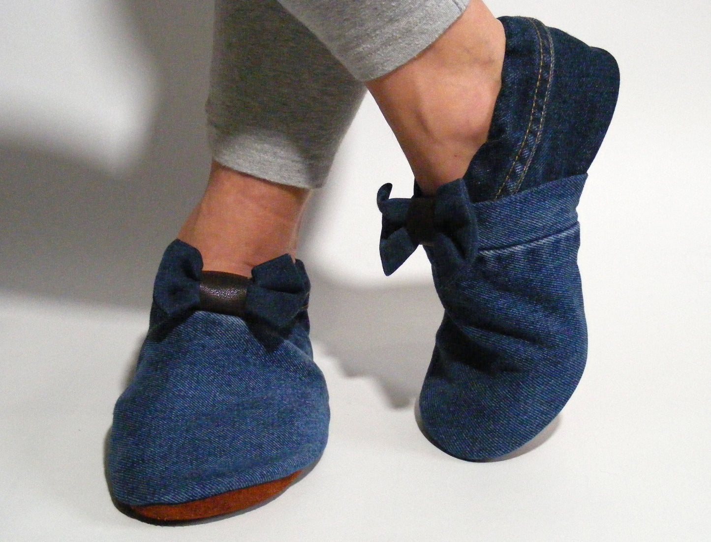 Chaussons femme MOCCA Tilda denim bleu foncé upcyclés