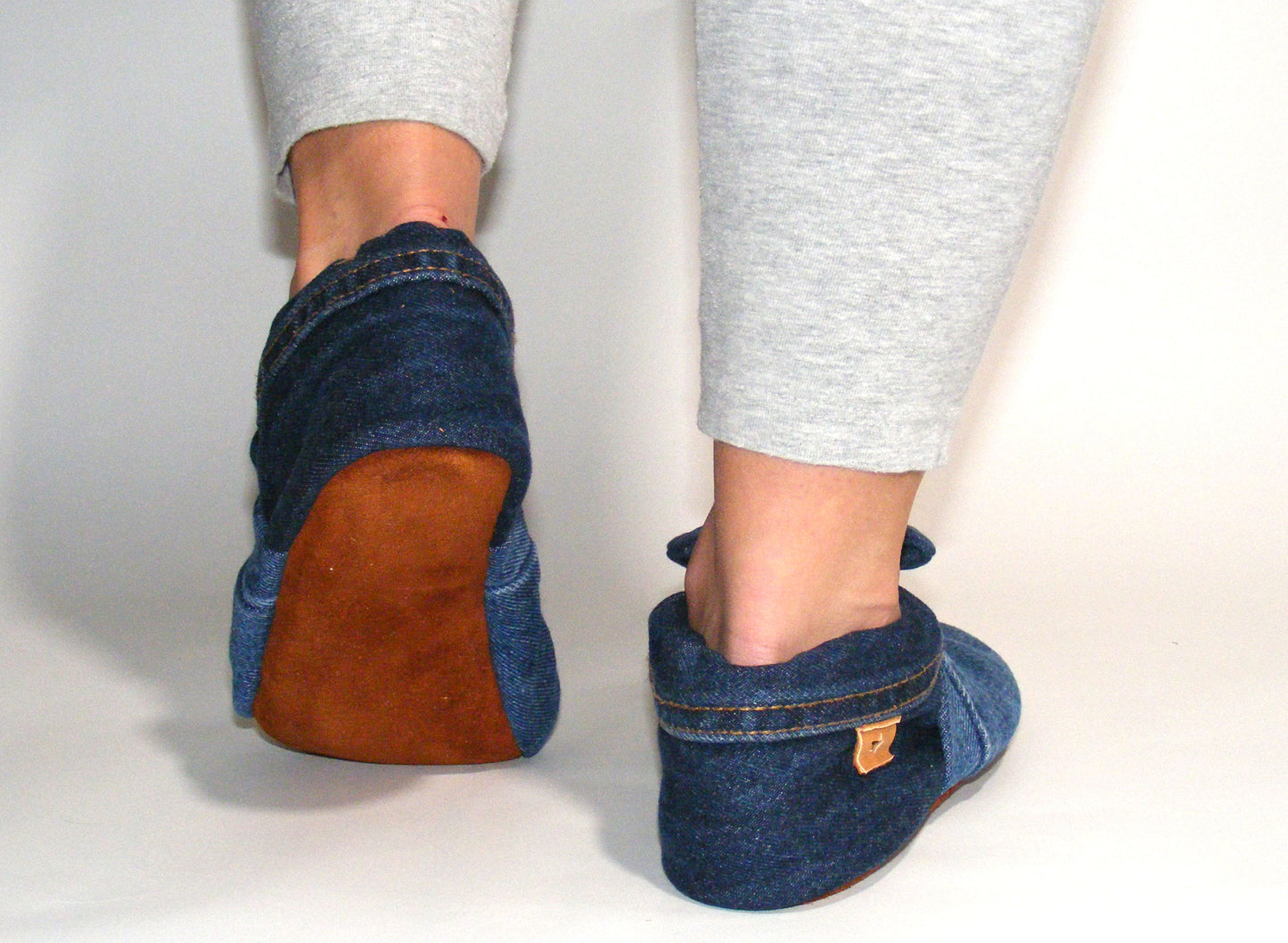 Chaussons femme MOCCA Tilda denim bleu foncé upcyclés
