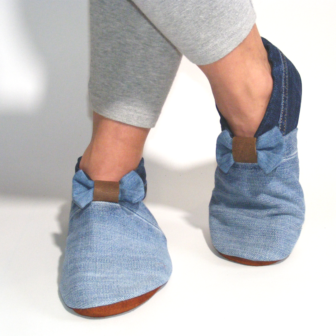 Chaussons femme MOCCA Tilda denim bleu clair/bleu upcyclés