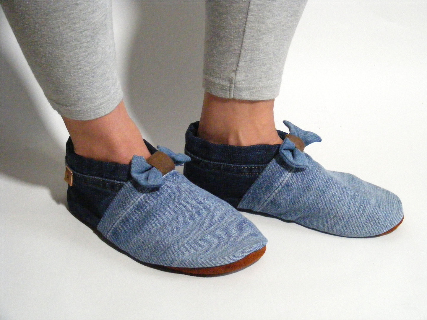 Chaussons femme MOCCA Tilda denim bleu clair/bleu upcyclés