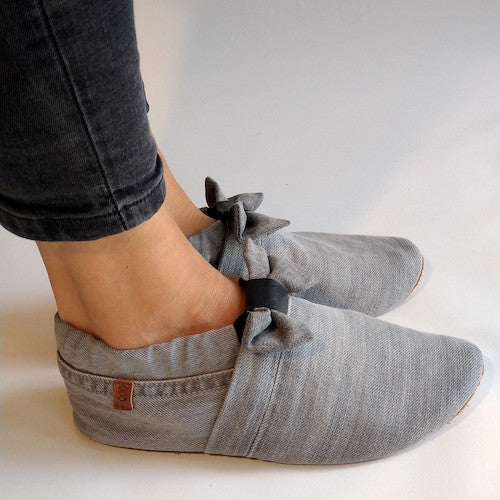 Chaussons femme MOCCA TILDA denim gris upcyclés