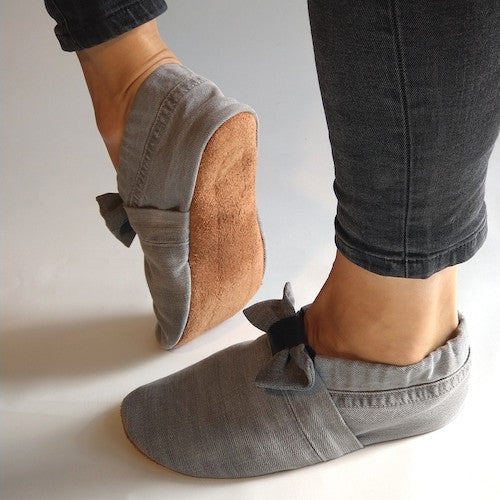 Chaussons femme MOCCA TILDA denim gris upcyclés
