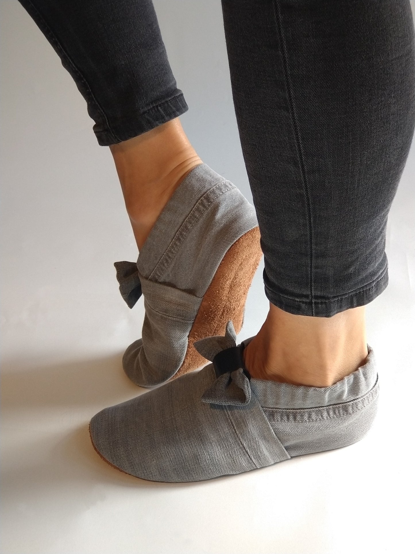 Chaussons femme MOCCA TILDA denim gris upcyclés