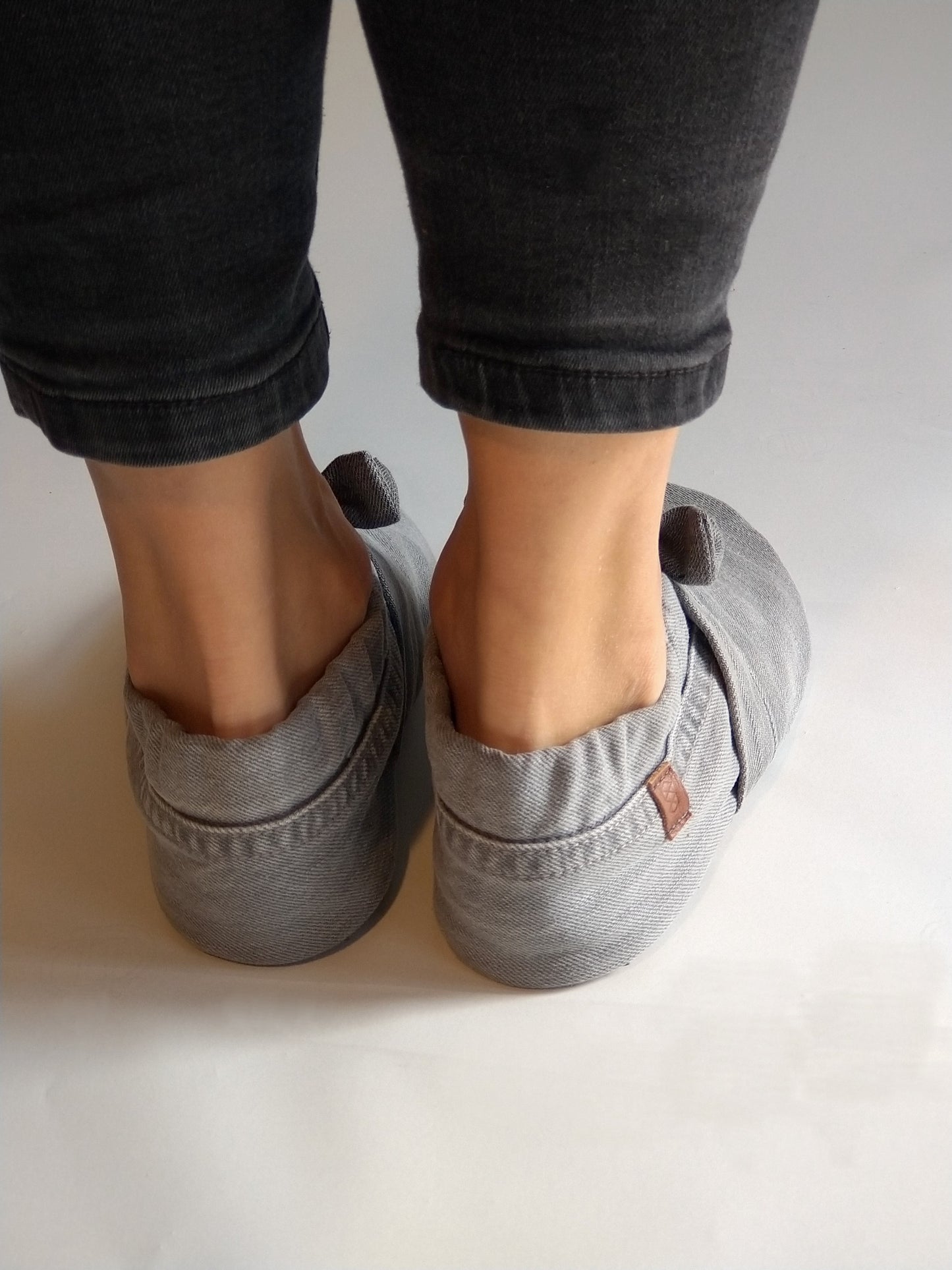 Chaussons femme MOCCA TILDA denim gris upcyclés