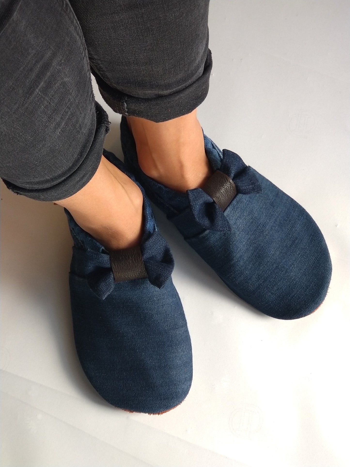 Chaussons femme MOCCA TILDA denim bleu foncé upcyclés