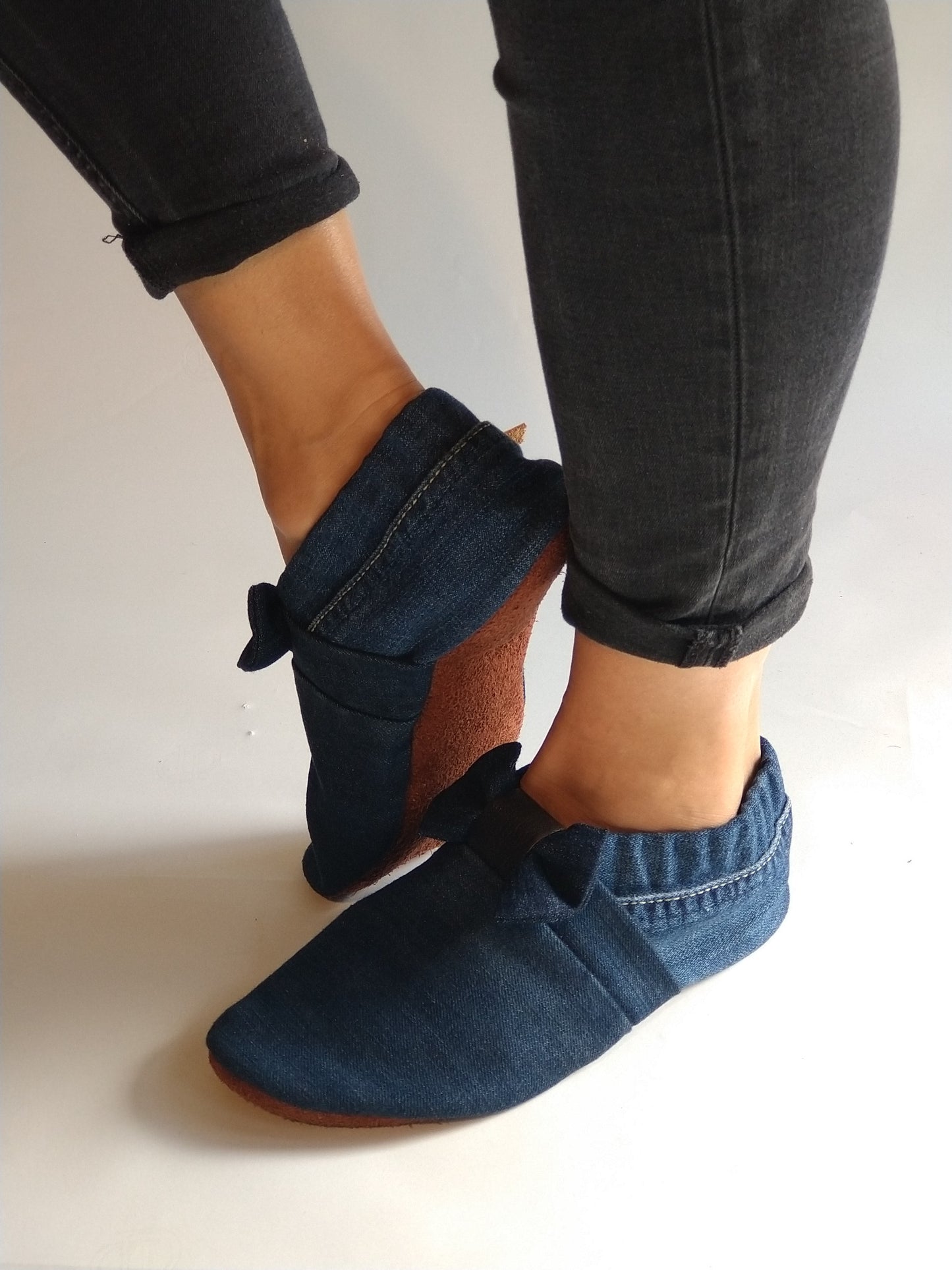 Chaussons femme MOCCA TILDA denim bleu foncé upcyclés