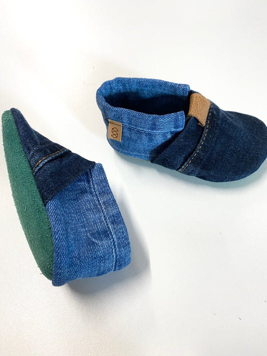 Chaussons enfants MOCCA LEO bicolore upcyclés