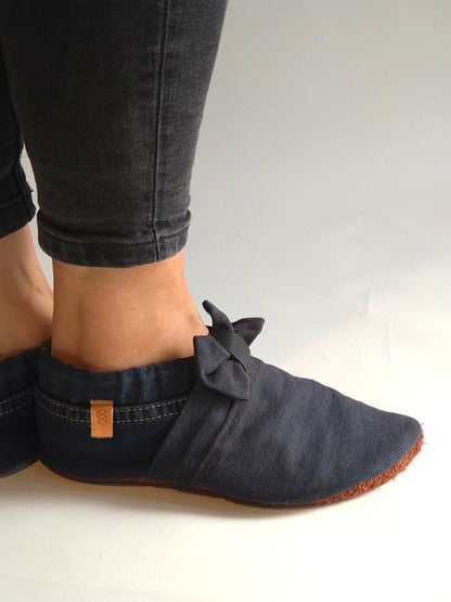 Chaussons femme MOCCA TILDA denim bleu nuit upcyclés
