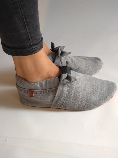 Chaussons femme MOCCA TILDA denim gris upcyclés