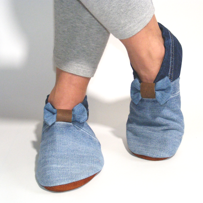 Chaussons femme MOCCA Tilda denim bleu clair/bleu upcyclés
